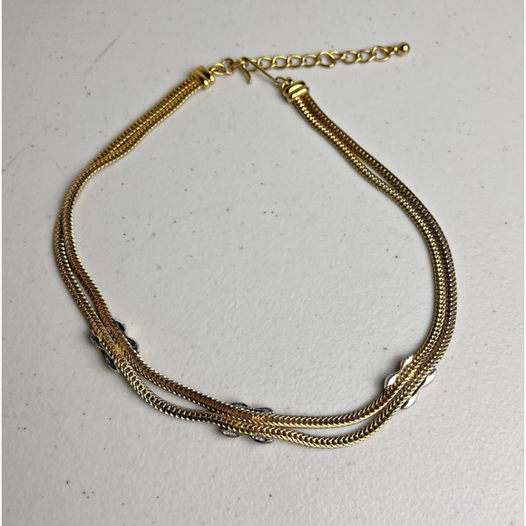 Vintage Double Strand Gold Tone Necklace Lot Avon X & Knot Tie 16-18" Costume - Picture 11 of 13